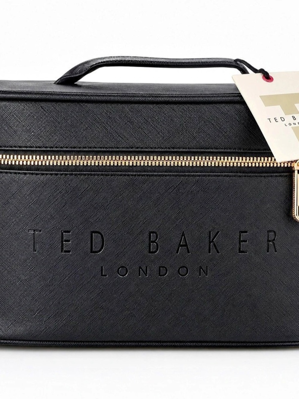 Ted Baker Black Saffiano Vanity Case with Floral Interior NWT